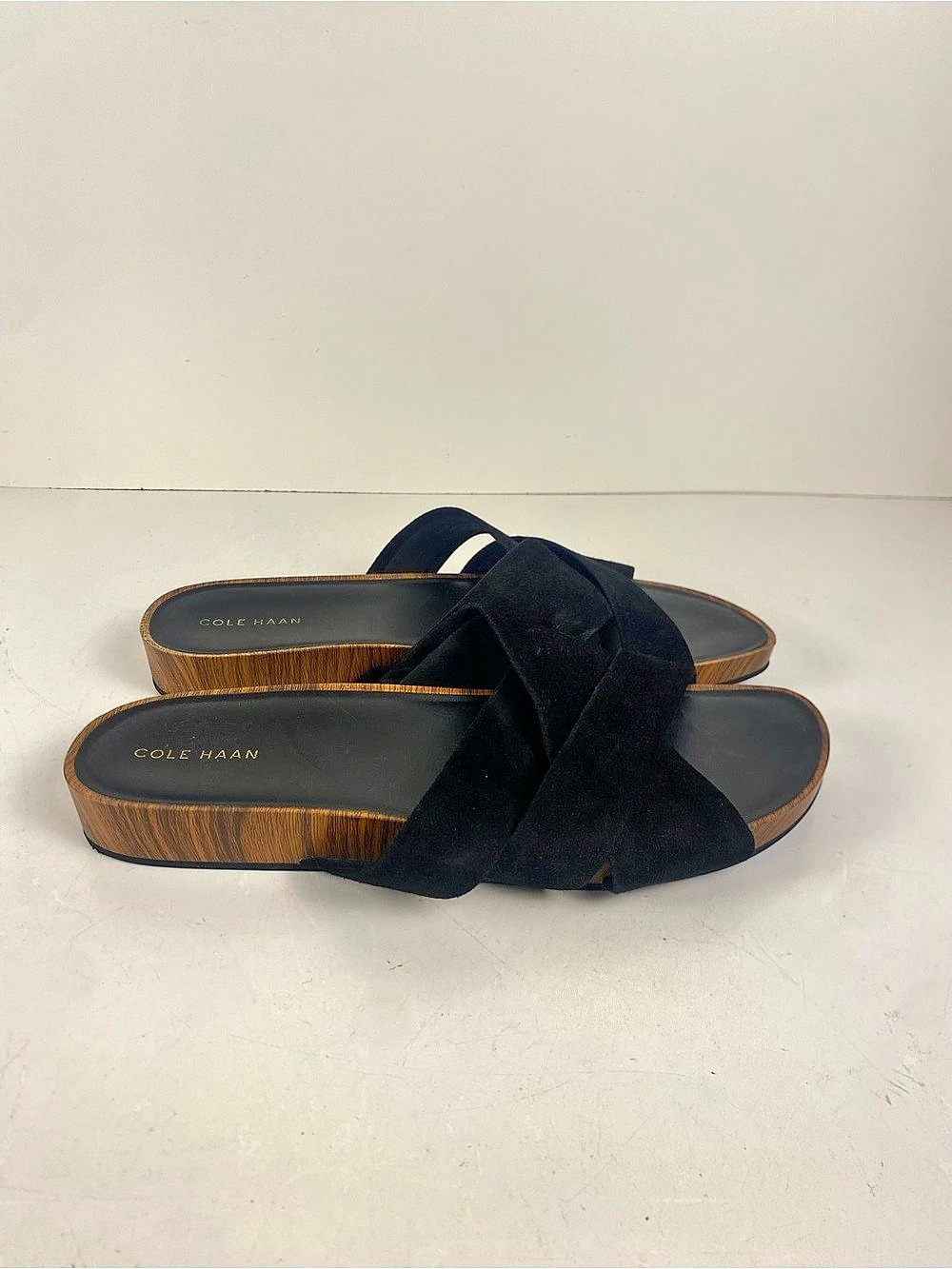 Cole Haan 2.Zerogrand Crisscross Black & Brown Slide Sandal Size 10B